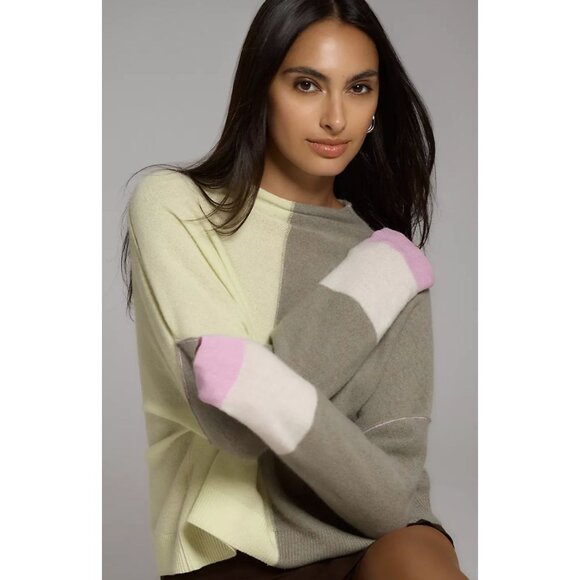 Anthropologie Pilcro The Alani Cashmere Mock-Neck Sweater Size Large Colorblock